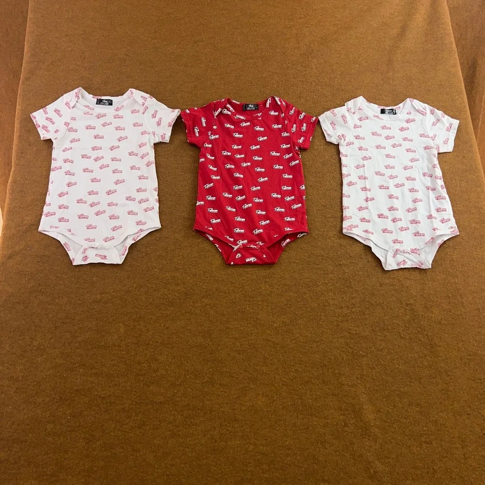 Tulones Baby 24M Red White Currency Collectors Logo Print 3 Pack Bodysuits New